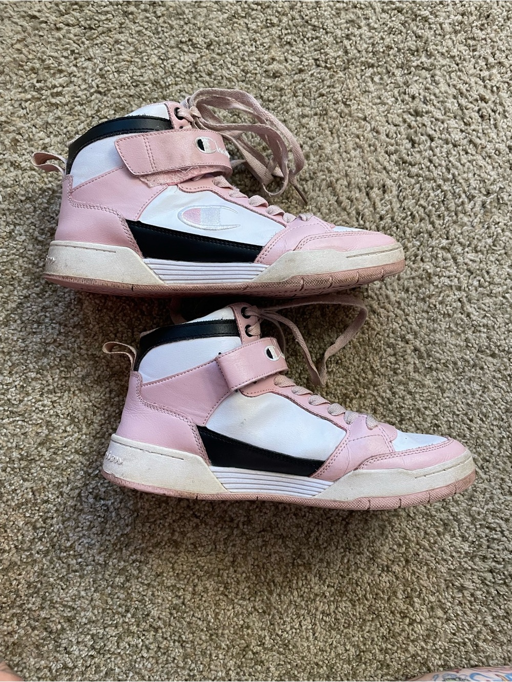 Champion women’s High-Top Sneakers in Pink, White & Black 9.5